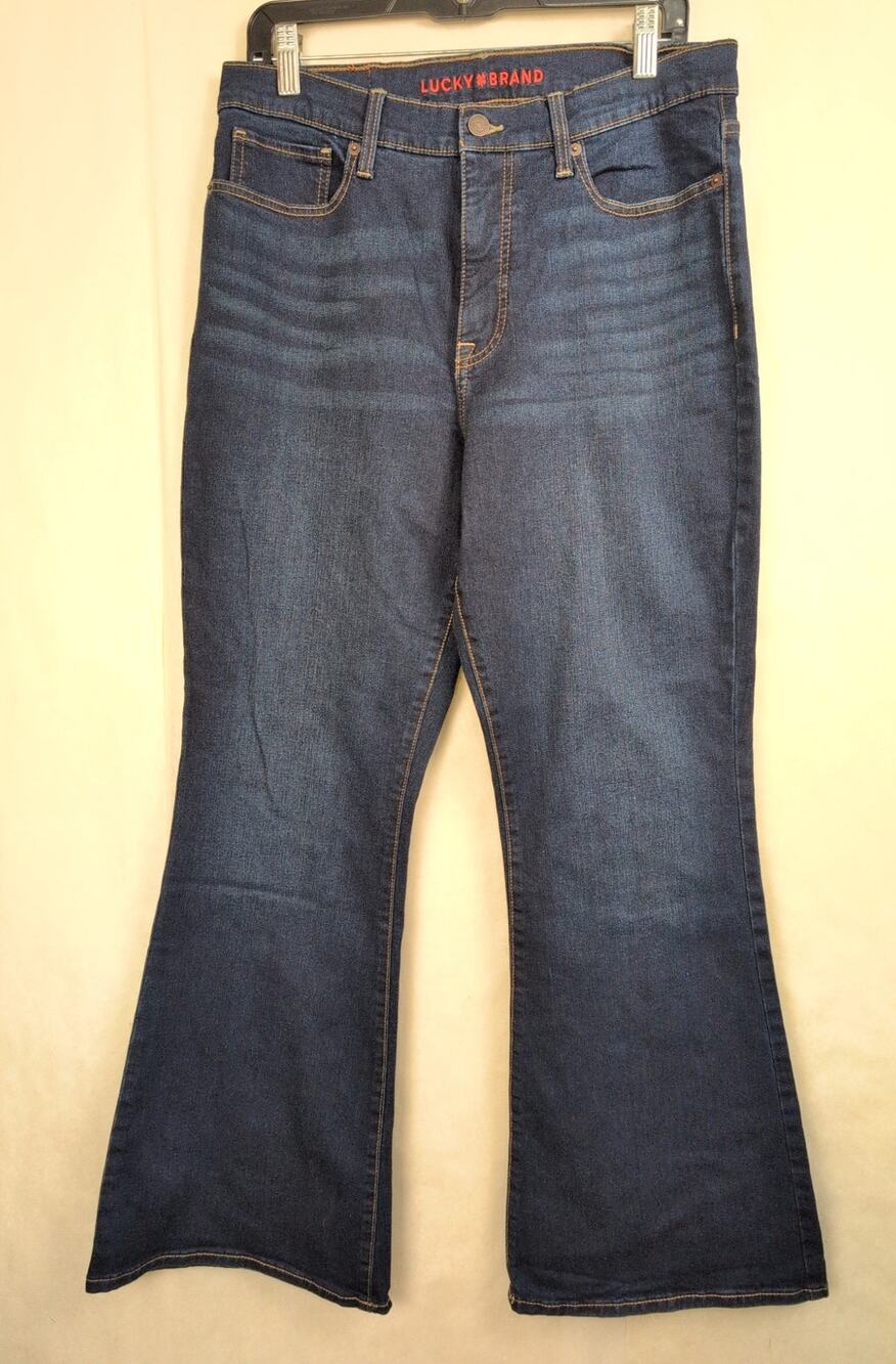 Lucky Brand Stevie High Rise Flare jeans Size 12 Dark Wash Boho Retro Hippie